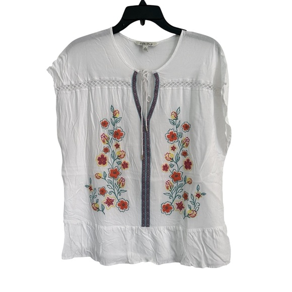 THE PIONEER WOMAN EMBROIDERED RUFFLE HEM BLOUSE‎ - Picture 4 of 10